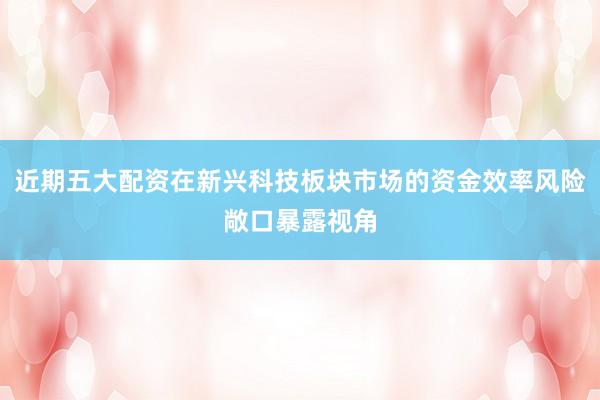 近期五大配资在新兴科技板块市场的资金效率风险敞口暴露视角