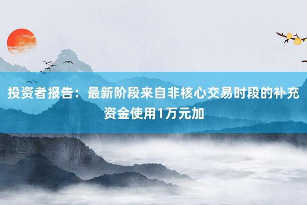 投资者报告：最新阶段来自非核心交易时段的补充资金使用1万元加