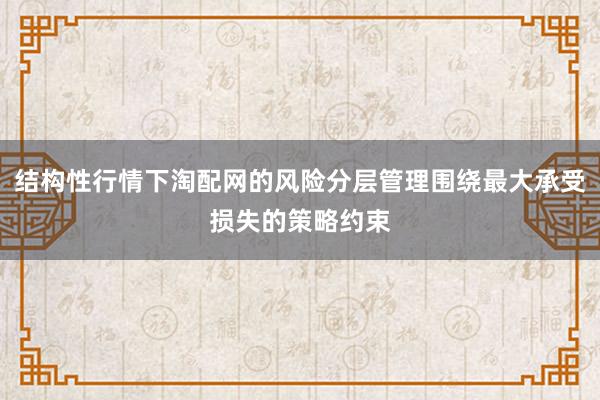 结构性行情下淘配网的风险分层管理围绕最大承受损失的策略约束
