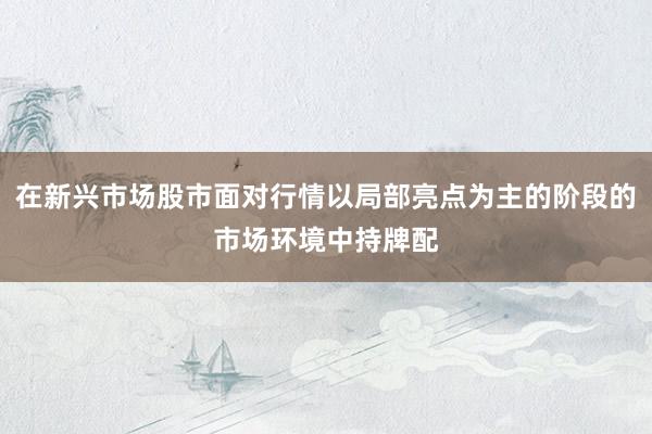 在新兴市场股市面对行情以局部亮点为主的阶段的市场环境中持牌配